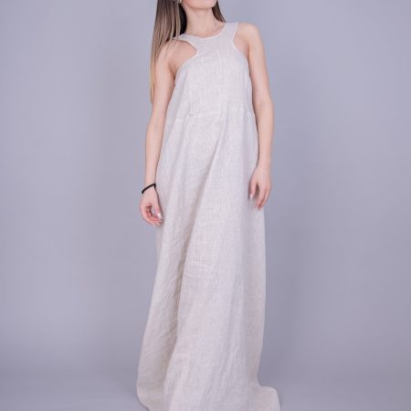 White High-Low Halter Dress – Easy Loose Fit, Modern Clean Resort Style